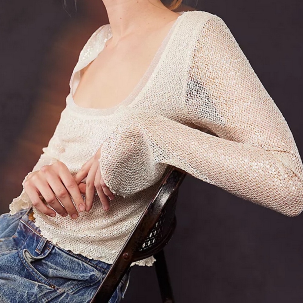 Free People Shimmer Knit Top
